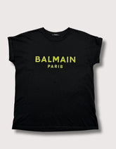 Balmain Logo Printed Cotton Short Sleeve T-Shirt - Black