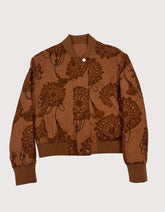 Hermes Light Orange Cotton Printed Reversible Bomber Jacket