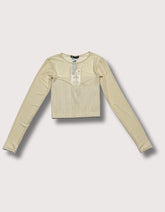 Zara Beige Cropped Long Sleeve Shirt