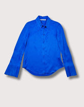 Zara Blue Satin Button Down Blouse