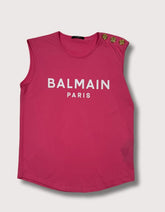 Balmain Cotton T-Shirt with Logo and Buttons