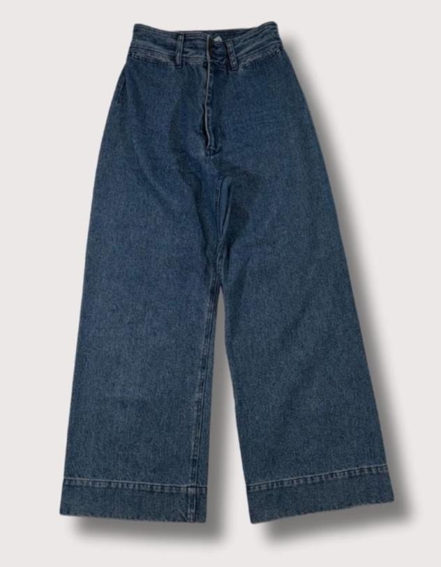 Apiece Apart Mid High Rise Wide Leg Jeans