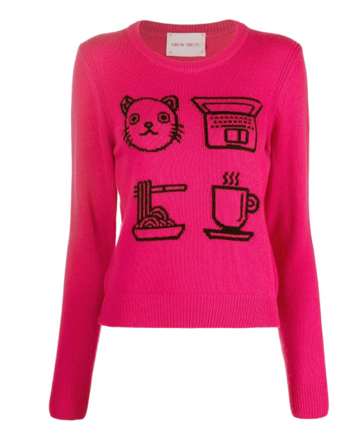 Alberta Ferretti Intarsia Wool and Cashmere-Blend Sweater