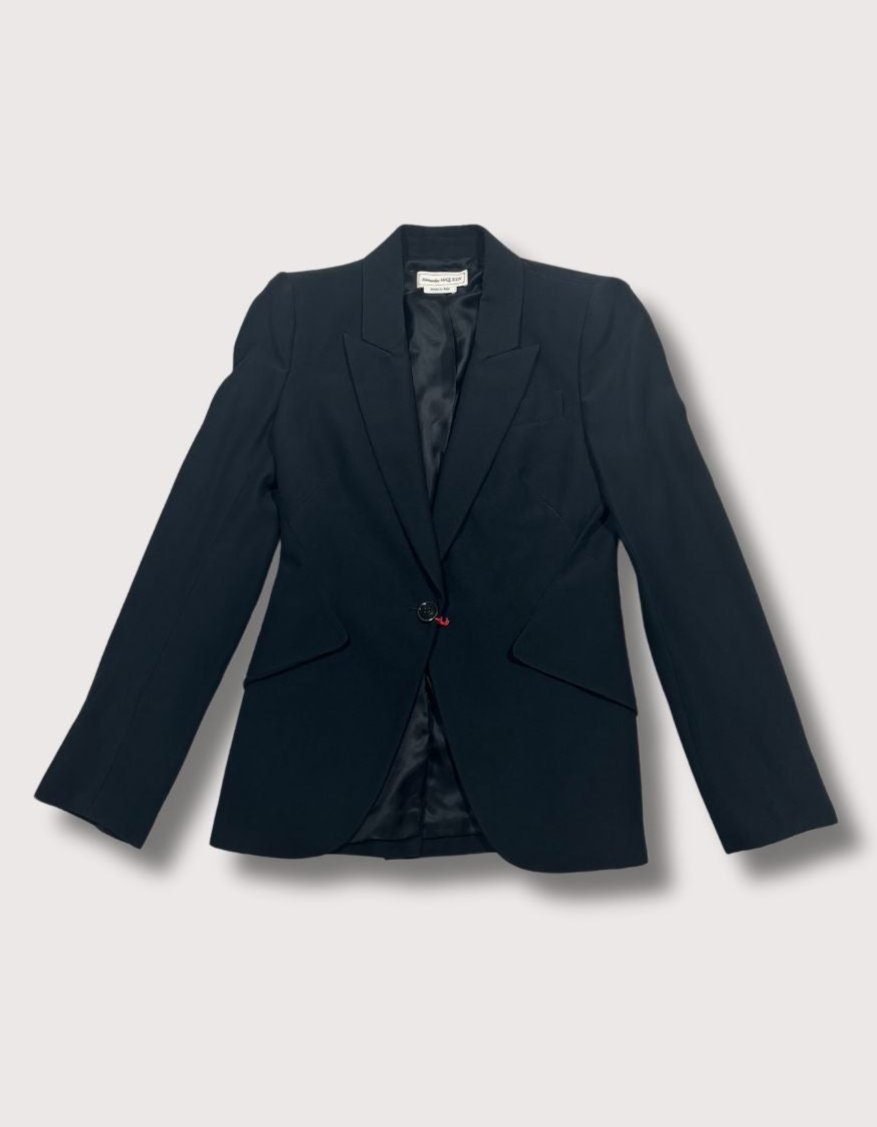 Alexander McQueen Leaf Crepe Single Button Blazer (Classic)