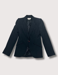 Alexander McQueen Leaf Crepe Single Button Blazer (Classic)