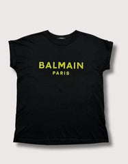 Balmain Logo Printed Cotton Short Sleeve T-Shirt - Black