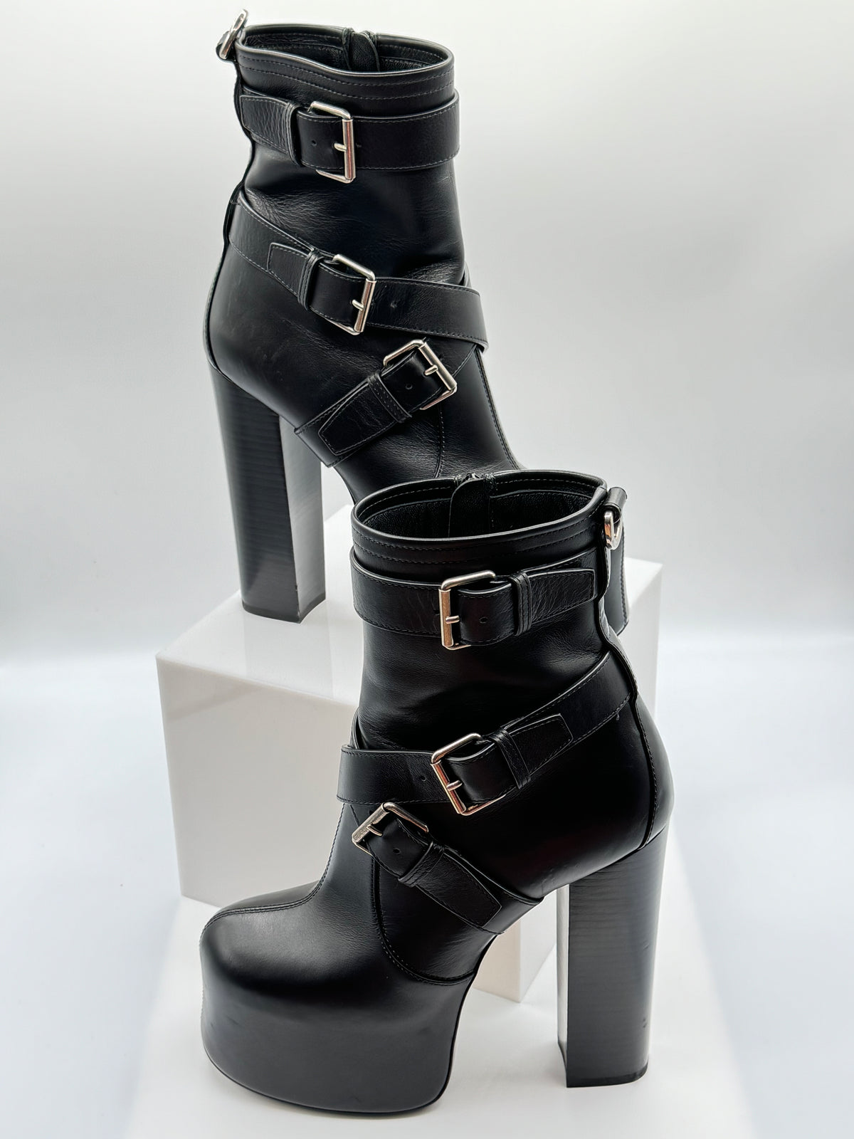 Saint Laurent Leather Moto Boots
