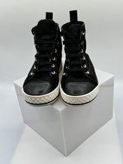 Chanel Women's CC Cap Toe High-Top Sneakers Canvas and Leather