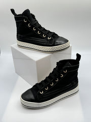 Chanel Women's CC Cap Toe High-Top Sneakers Canvas and Leather