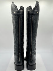 Gucci GG Embossed Leather Riding Boots