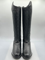 Gucci GG Embossed Leather Riding Boots