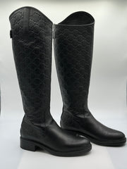 Gucci GG Embossed Leather Riding Boots