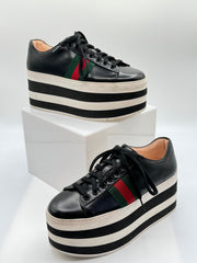 Gucci Leather Web Peggy Platform Sneakers