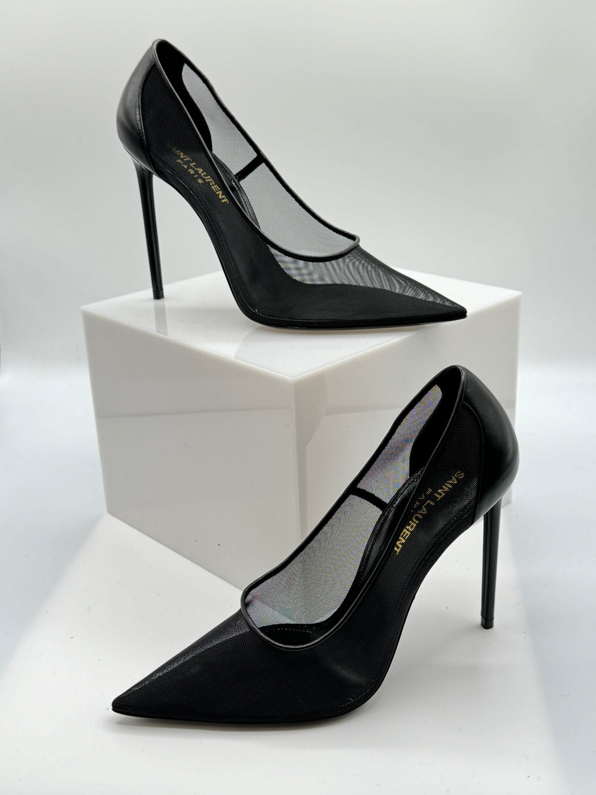 Saint Laurent Anja Mesh Pointed Toe Pumps