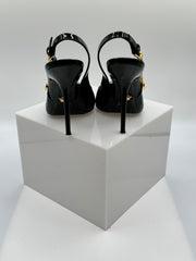 Versace Embellished Patent-Leather Slingback Pumps