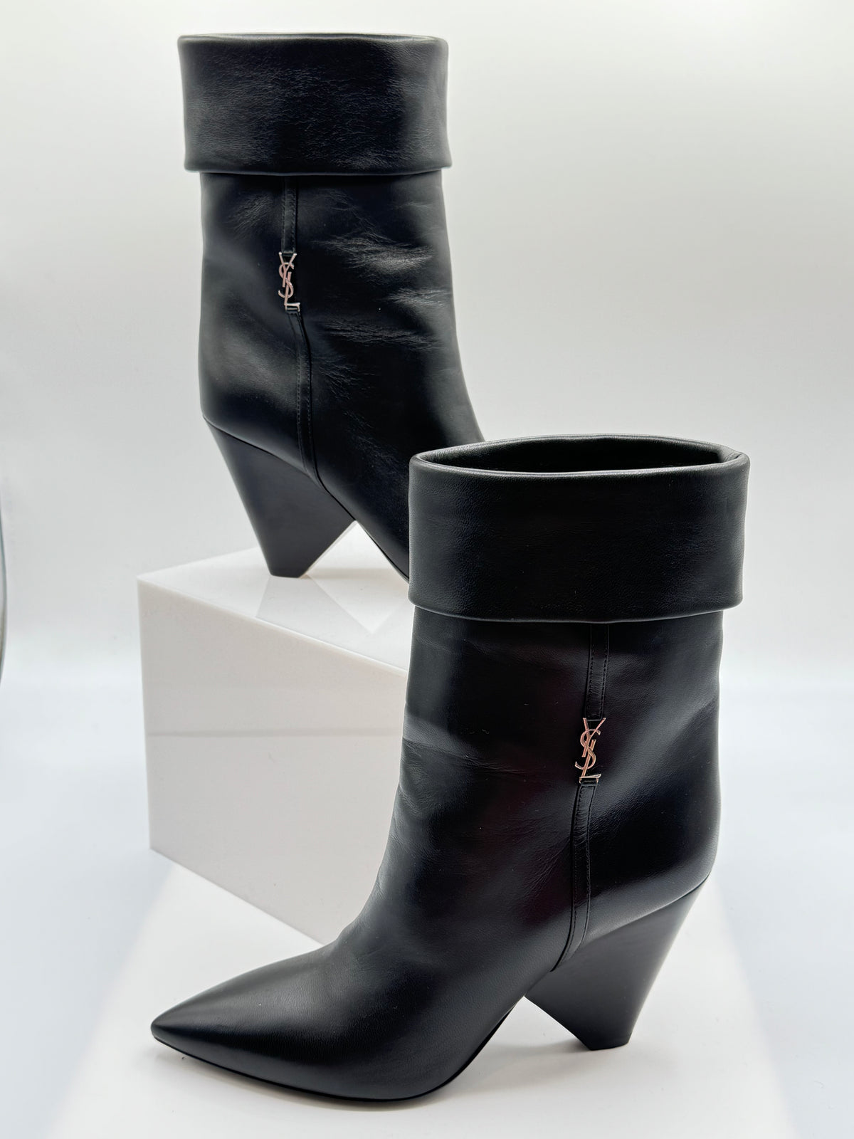 Saint Laurent Liz Leather Midcalf Boots