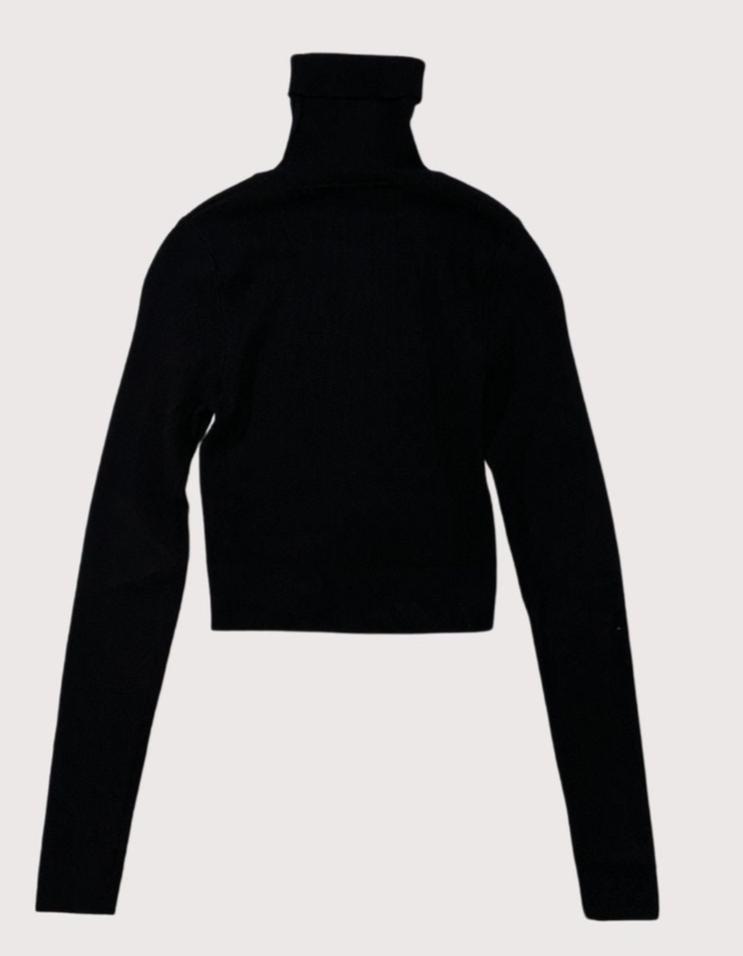 Zara High Collar Sweater with Long Sleeves - Black