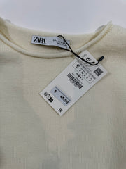 Zara Cropped Sweater Top - Beige