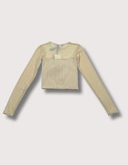 Zara Beige Cropped Long Sleeve Shirt