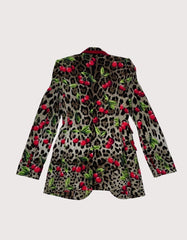 Dolce and Gabbana Turlington Leopard & Cherry-Print Cady Jacket