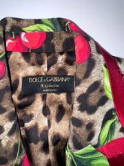 Dolce and Gabbana Turlington Leopard & Cherry-Print Cady Jacket