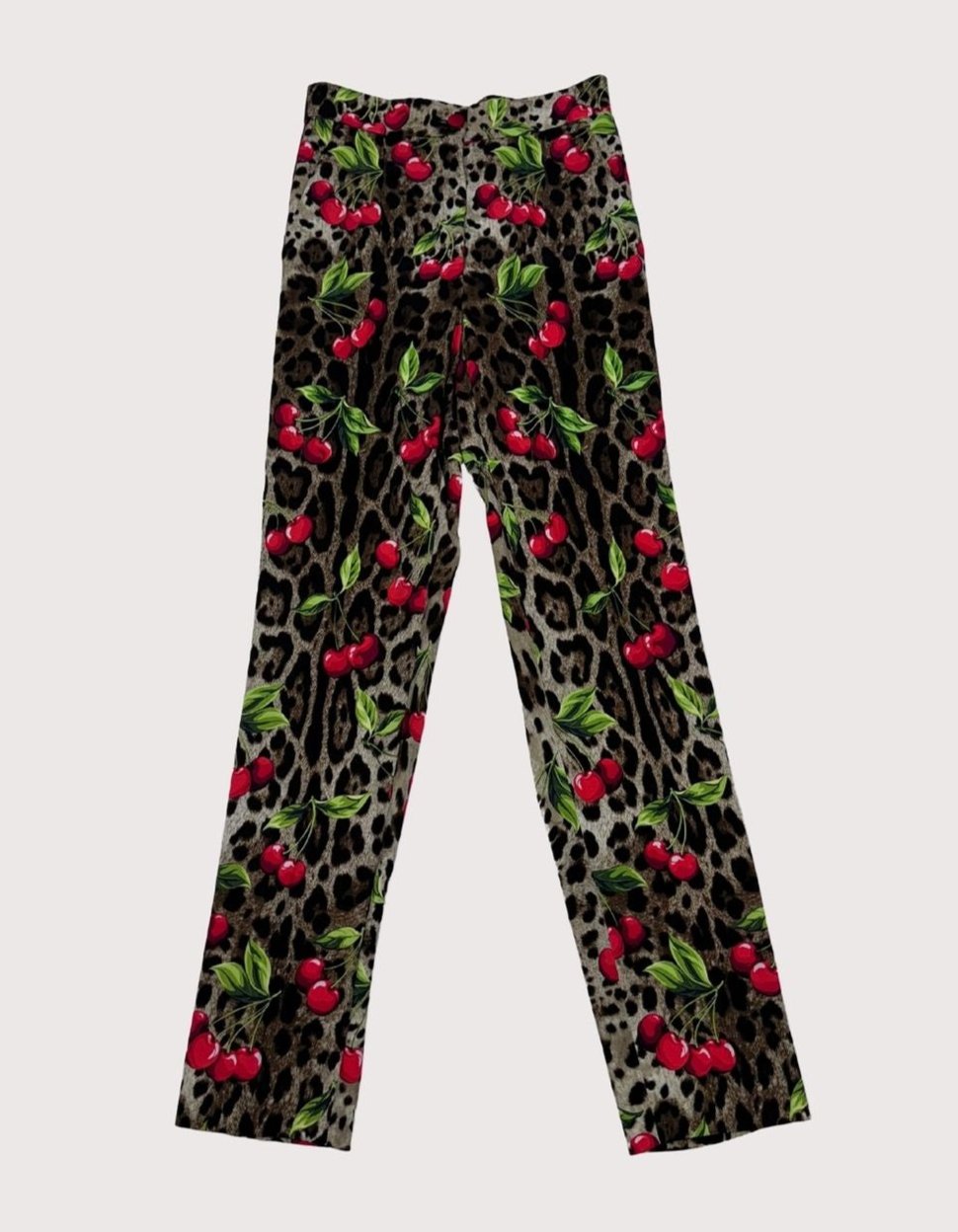 Dolce and Gabbana Turlington Leopard & Cherry-Print Cady Pants