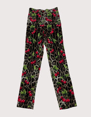 Dolce and Gabbana Turlington Leopard & Cherry-Print Cady Pants