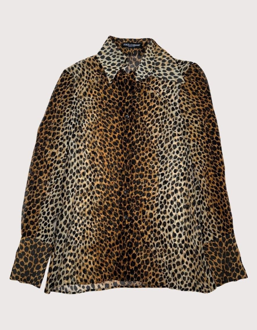 Dolce and Gabbana Leopard-Print Silk Georgette Shirt