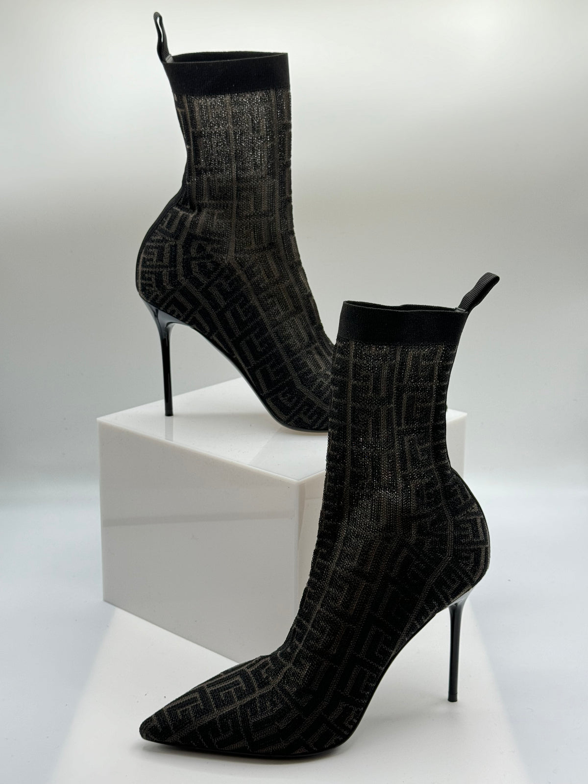 Balmain Metallic Monogram Ankle Boots