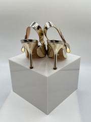 Christian Dior Metallic Gold Leather Sweet-D Slingback Pumps