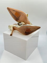 Christian Dior Metallic Gold Leather Sweet-D Slingback Pumps