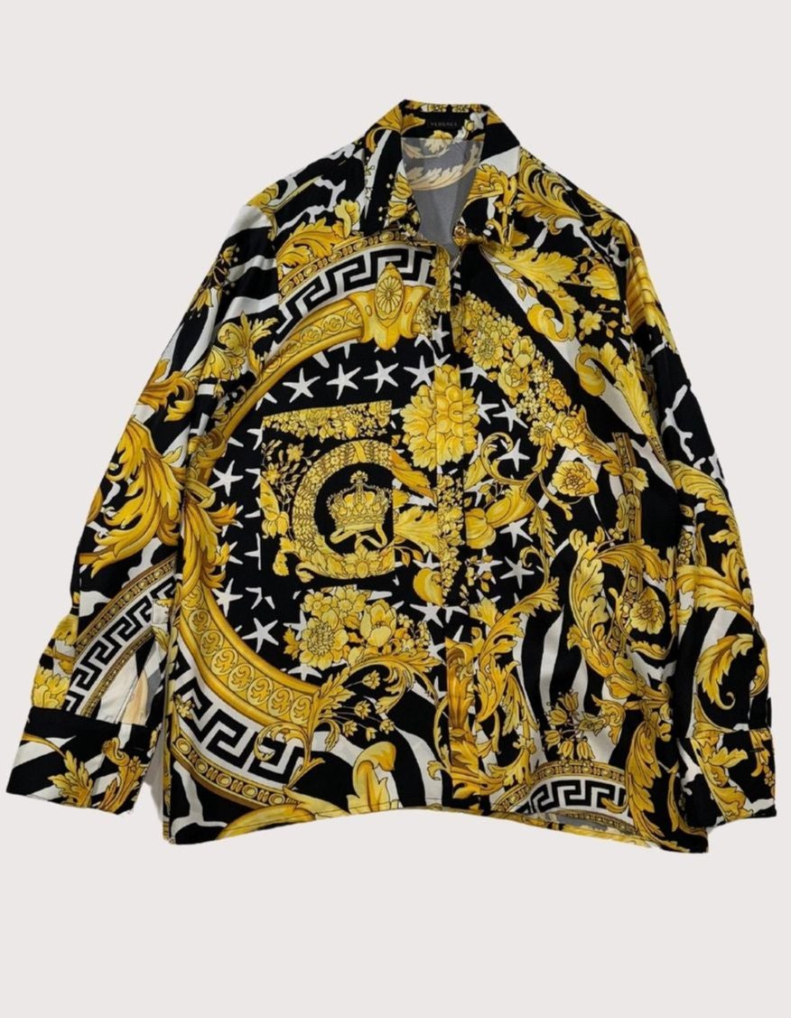 Versace Baroque Silk Oversized Button Up