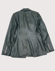 Veronica Beard Green 100% Lambskin Leather Dickey Jacket