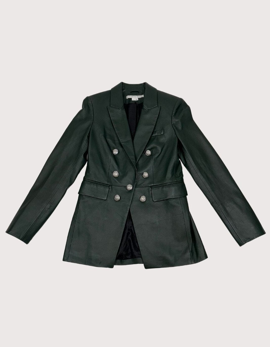 Veronica Beard Green 100% Lambskin Leather Dickey Jacket