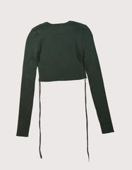 Zara Side Vent Knit Crop Top - Green