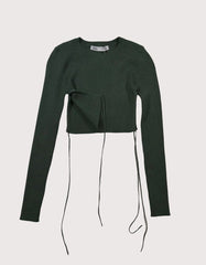 Zara Side Vent Knit Crop Top - Green