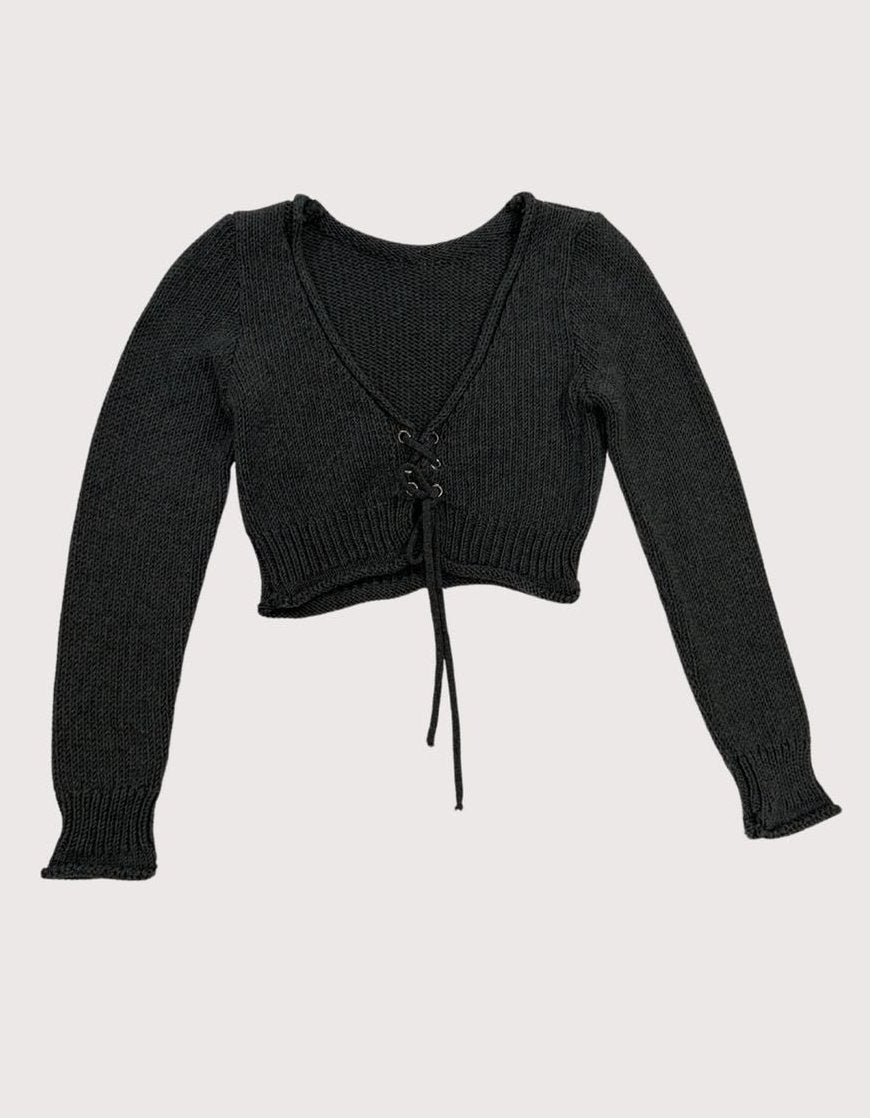 Zara Cropped Sweater Top - Gray