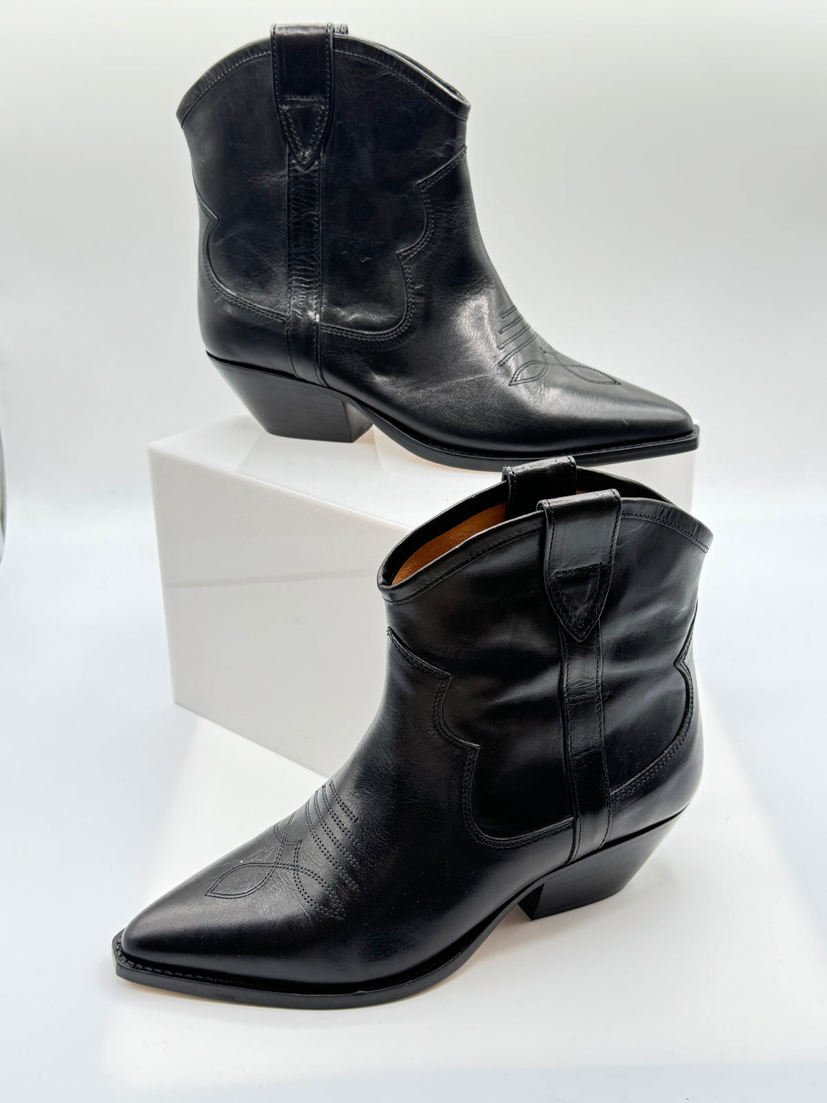 Isabel Marant Leather Whipstitch Trim Western Boot