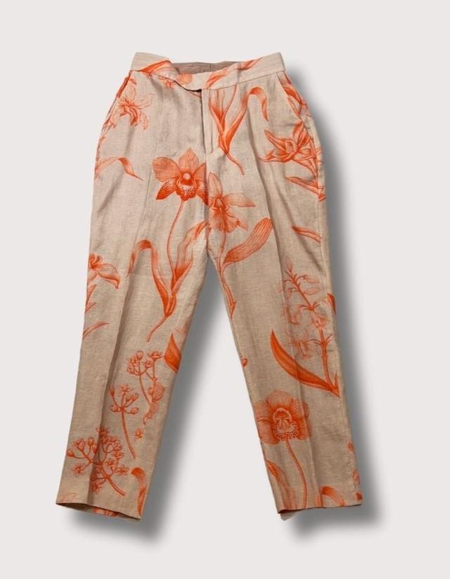 Johanna Ortiz La Charanga Print Pant In Orange