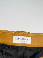 Saint Laurent Mustard Leather Shorts
