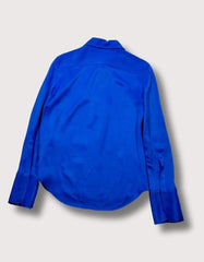 Zara Blue Satin Button Down Blouse