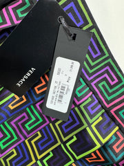 Versace Neon Greek Print Pleated Mini Skirt