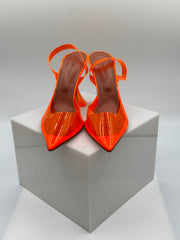 Amina Muaddi Holli Glass Pointed Toe PVC Slingback Pumps
