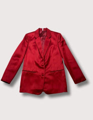 Helmut Lang Lava Holiday Satin Blazer - Ruby Red