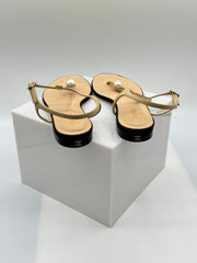 Chanel Interlocking CC Logo Lambskin T-Strap Sandal