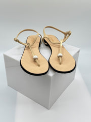 Chanel Interlocking CC Logo Lambskin T-Strap Sandal