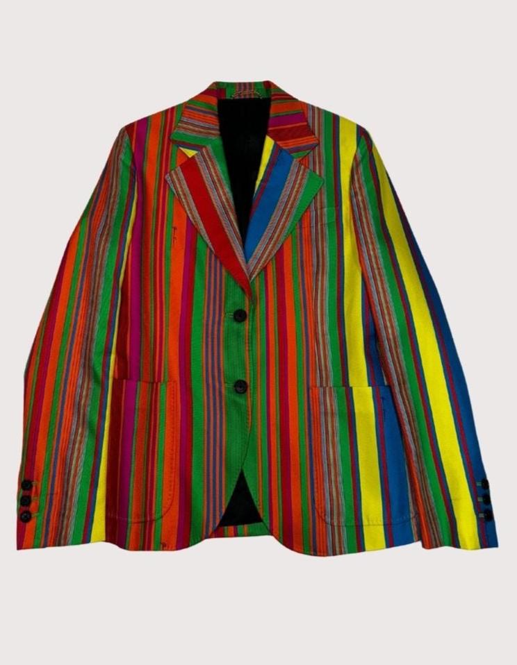 Versace Stripe-Print Blazer In Orange