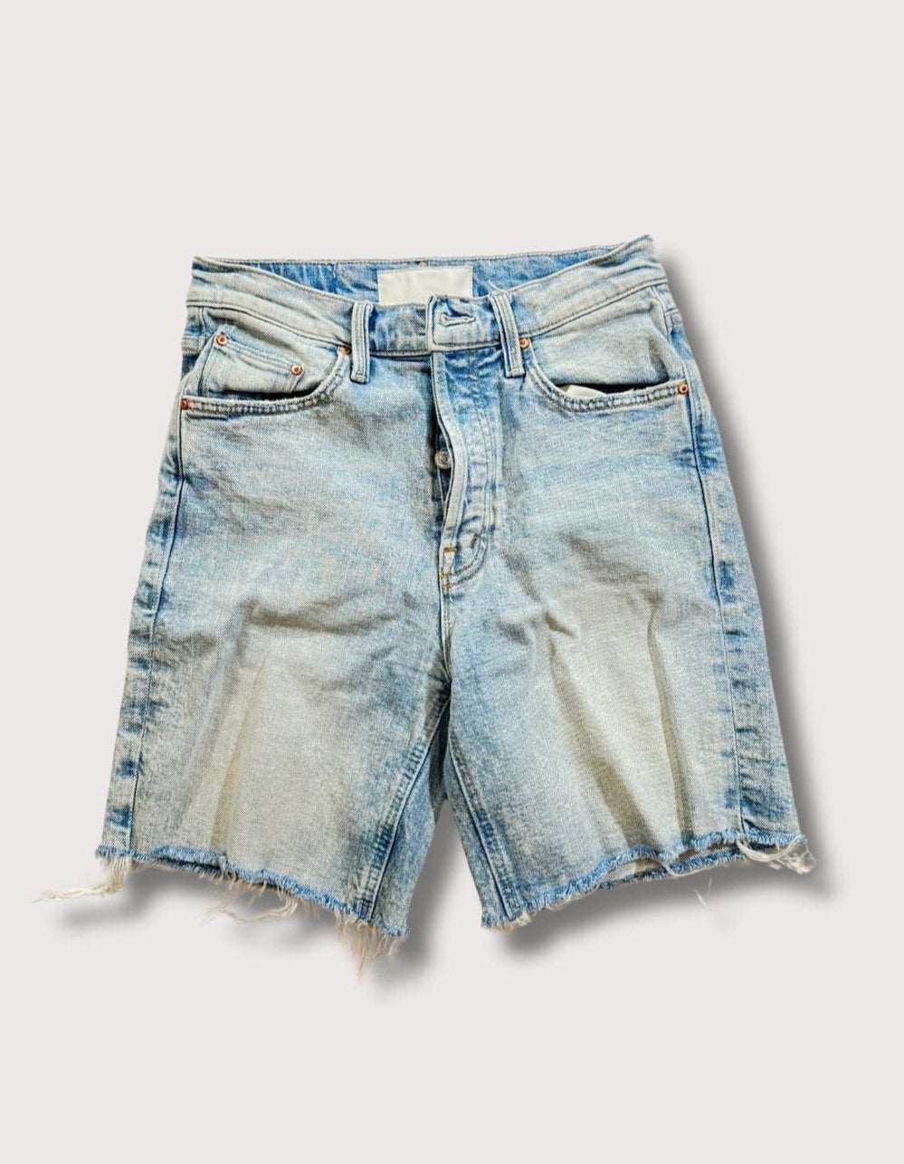 Mother The Tripper Cut Off Fray 'Skating On Ice' Jean Shorts