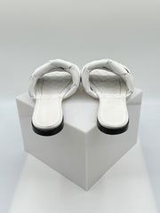 Bottega Veneta White Leather Lido Flat Slides