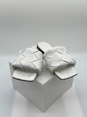 Bottega Veneta White Leather Lido Flat Slides